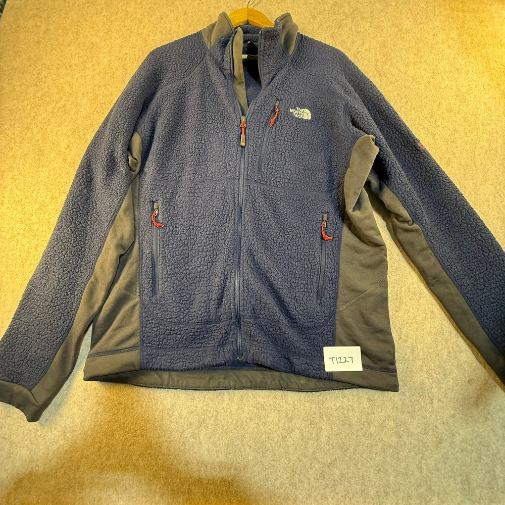 The North Face Summit Series Mens Large Blue Sherpa Fleece Full Zip Jacket T1227